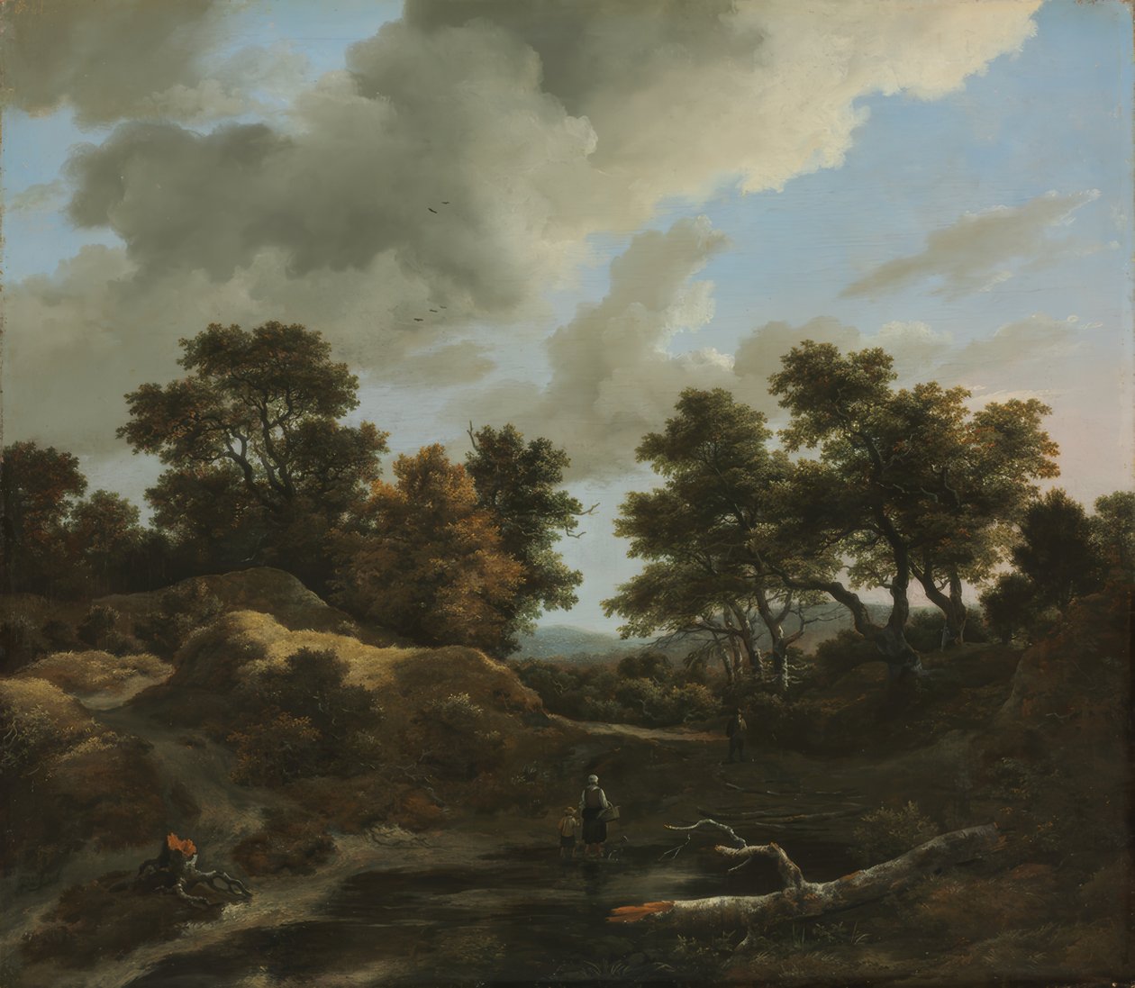 Bosrijk en heuvelachtig landschap door Jacob van Ruisdael