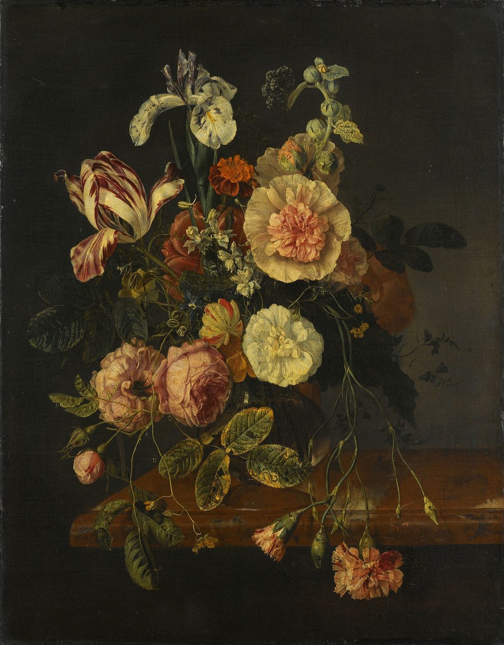 Stilleven met bloemen door Jacob van Walscapelle (attributed to)
