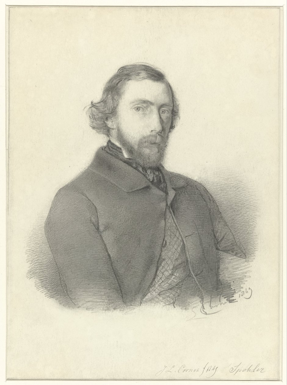 Portret van de schilder Jan Jacob Spöhler door Jacobus Ludovicus Cornet door Jacobus Ludovicus Cornet