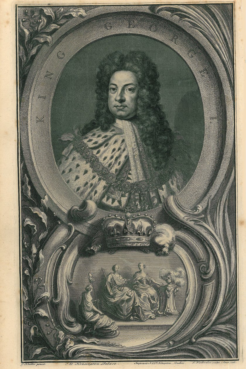 Koning George I door Jacobus Houbraken