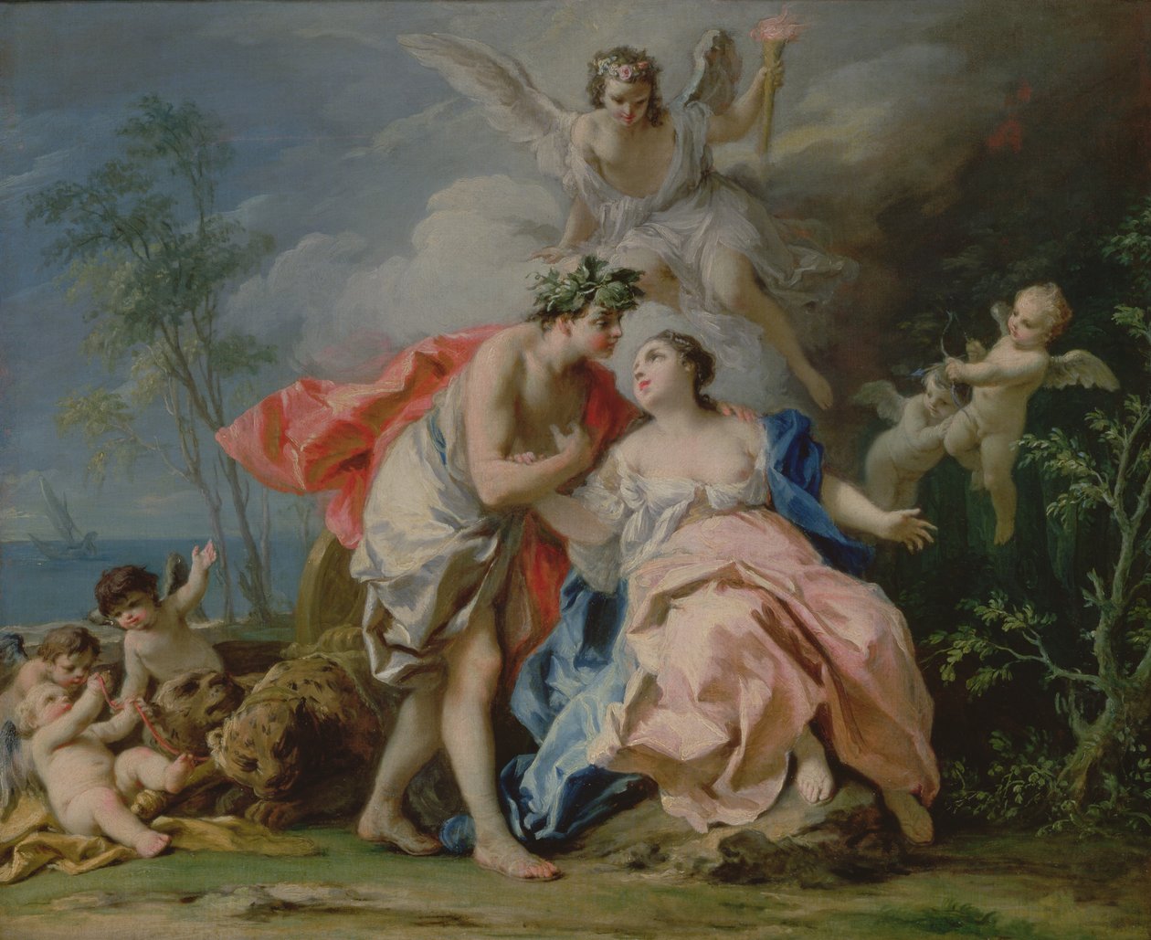 Bacchus en Ariadne door Jacopo Amigoni