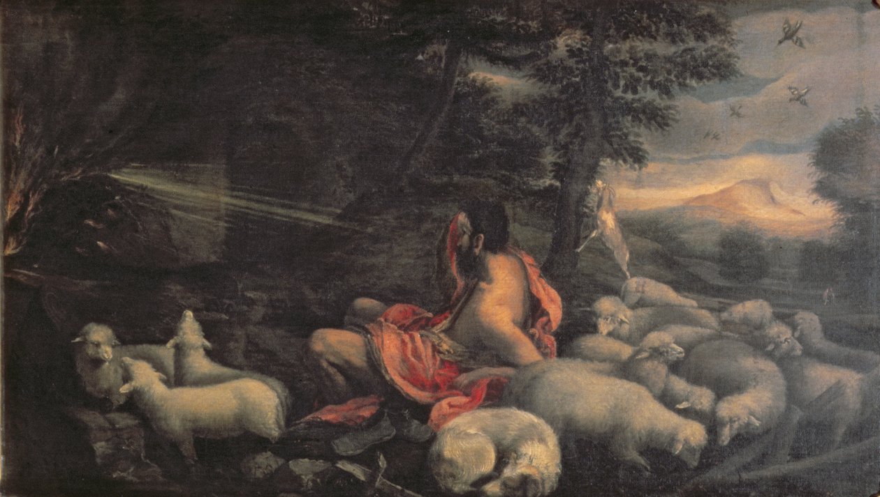Mozes en de brandende struik door Jacopo Bassano