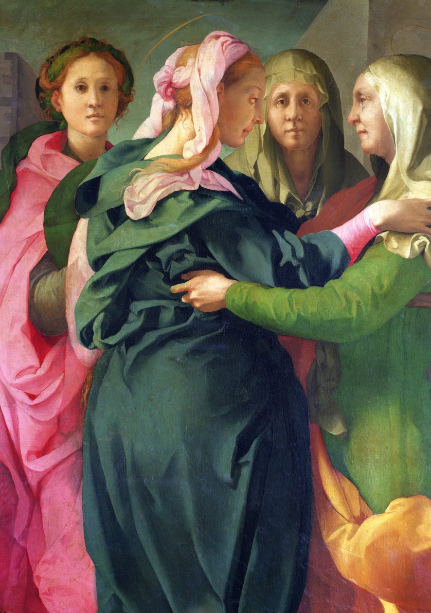 De Visitatie, 1528-30 (fresco) (detail) door Jacopo Pontormo