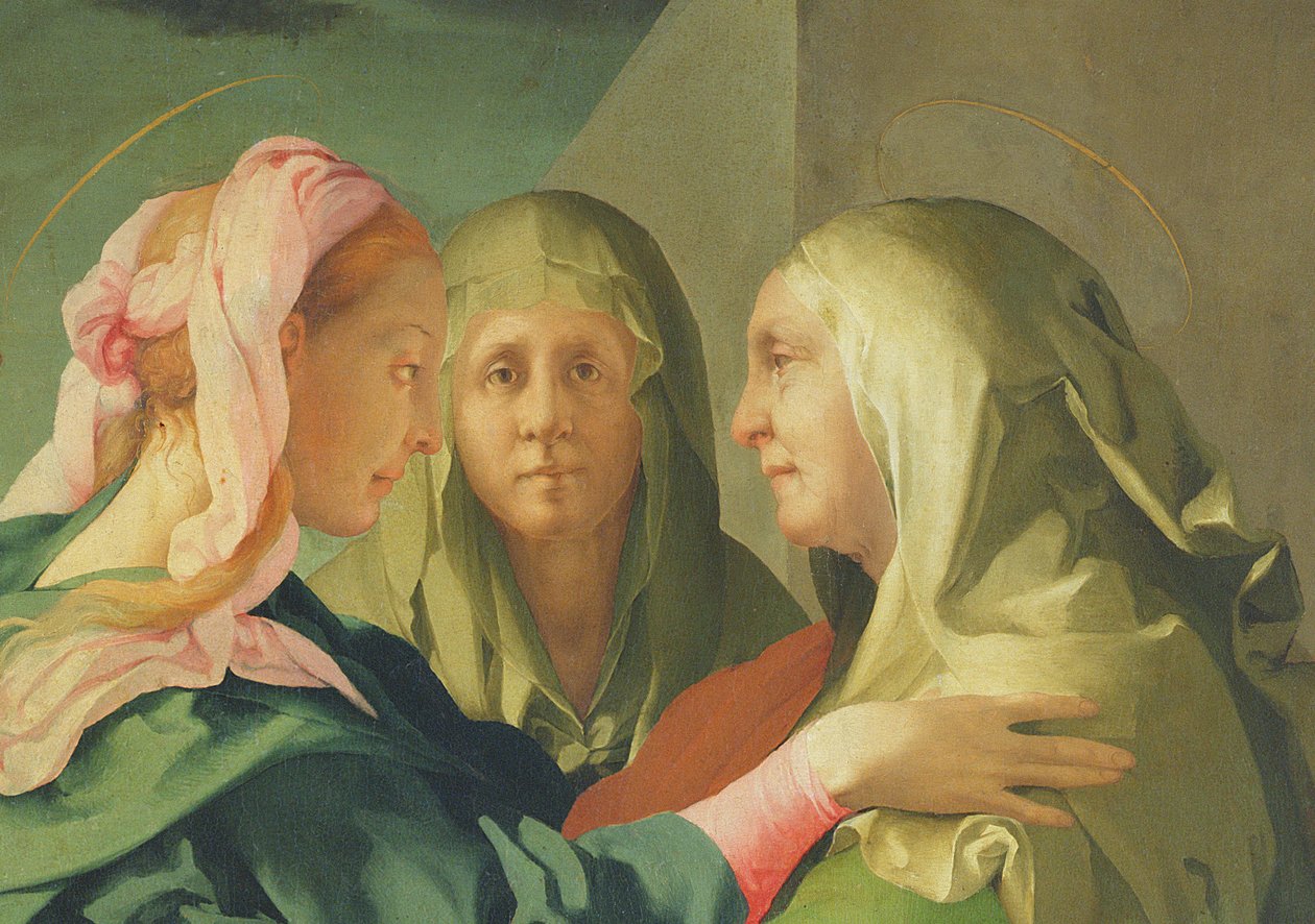 De Visitatie (detail) door Jacopo Pontormo