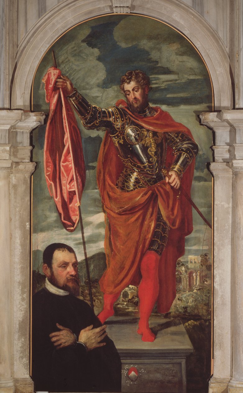 St. Demetrius en een schenker uit de Ghisi-familie door Jacopo Robusti Tintoretto