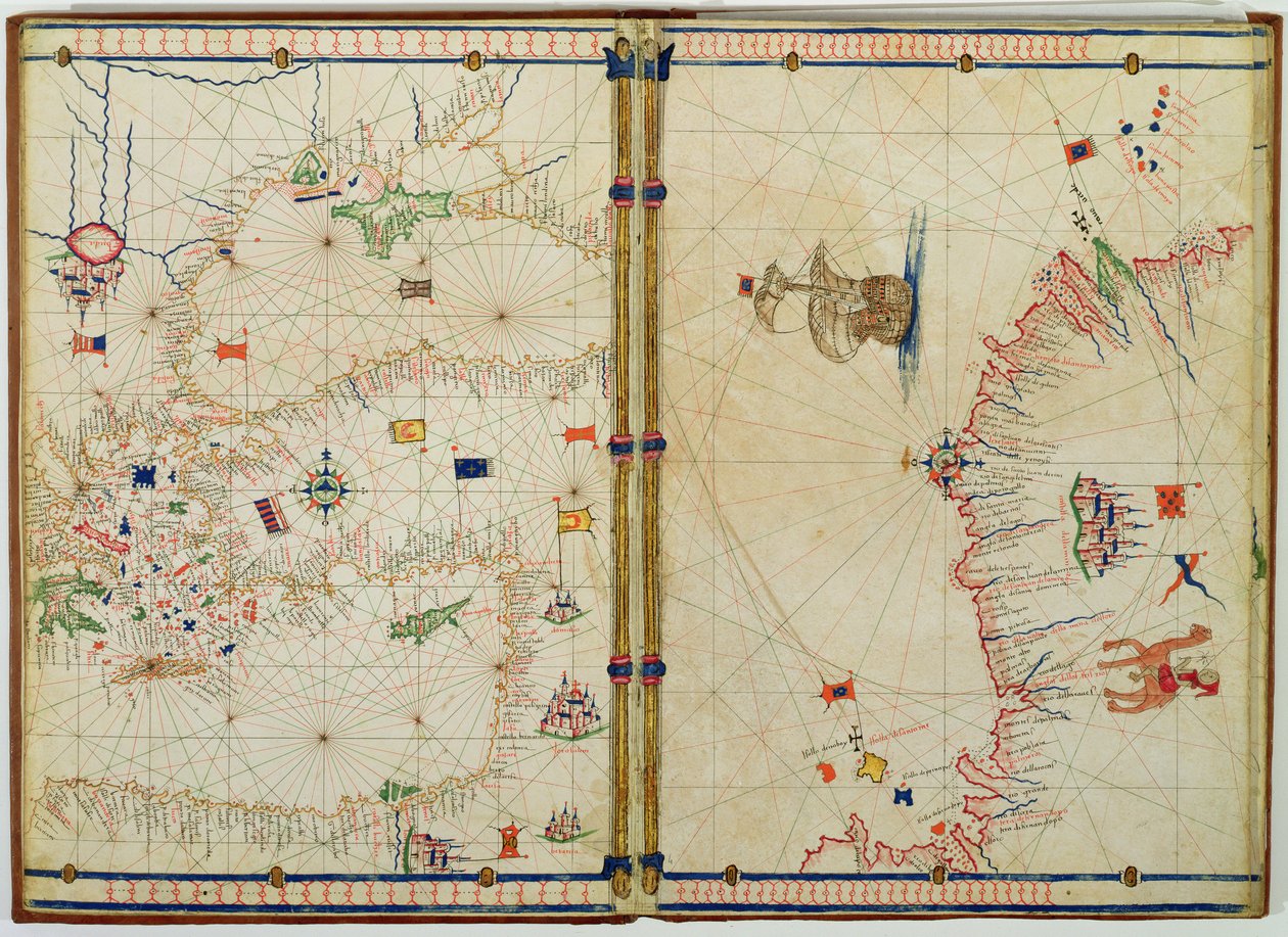 Ms Ital 550.0.3.15 fol.4v-5r Kaart van de Oostelijke Middellandse Zeekust en Eilanden, uit de 