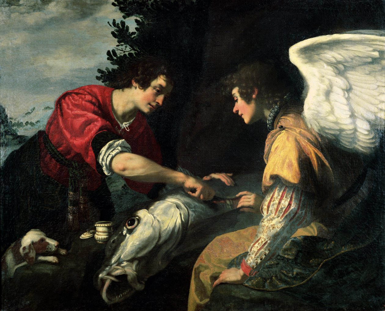 Tobias en de aartsengel Rafaël door Jacopo Vignali