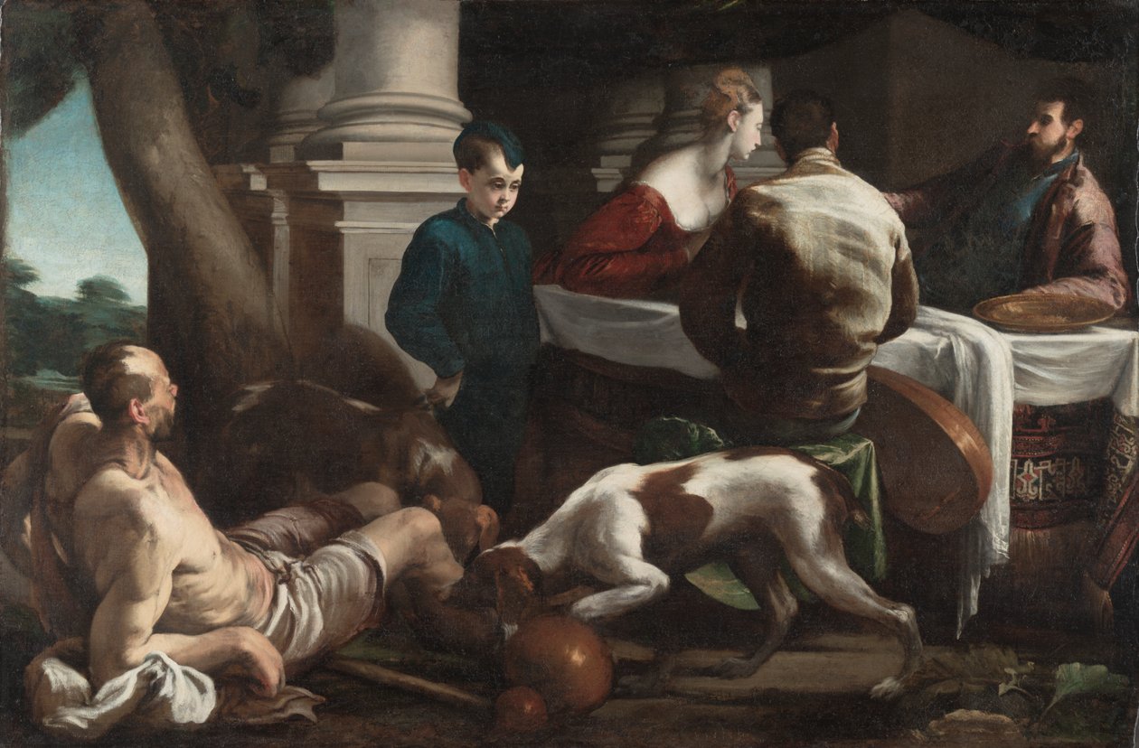 Lazarus en de Rijke Man door Jacopo Bassano