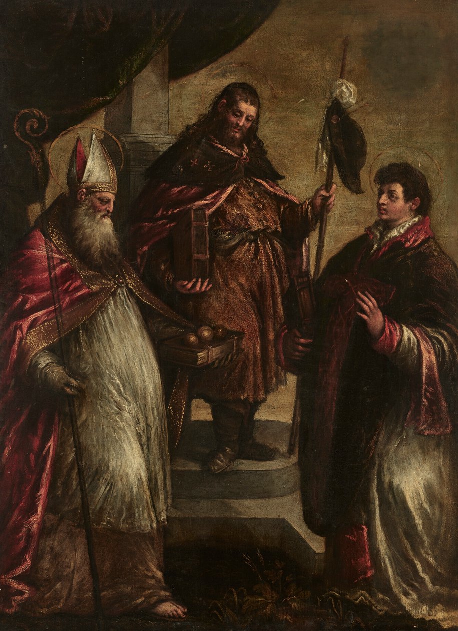 Heiligen Jakobus de Meerdere, Nicolaas en Laurentius door Jacopo Bassano
