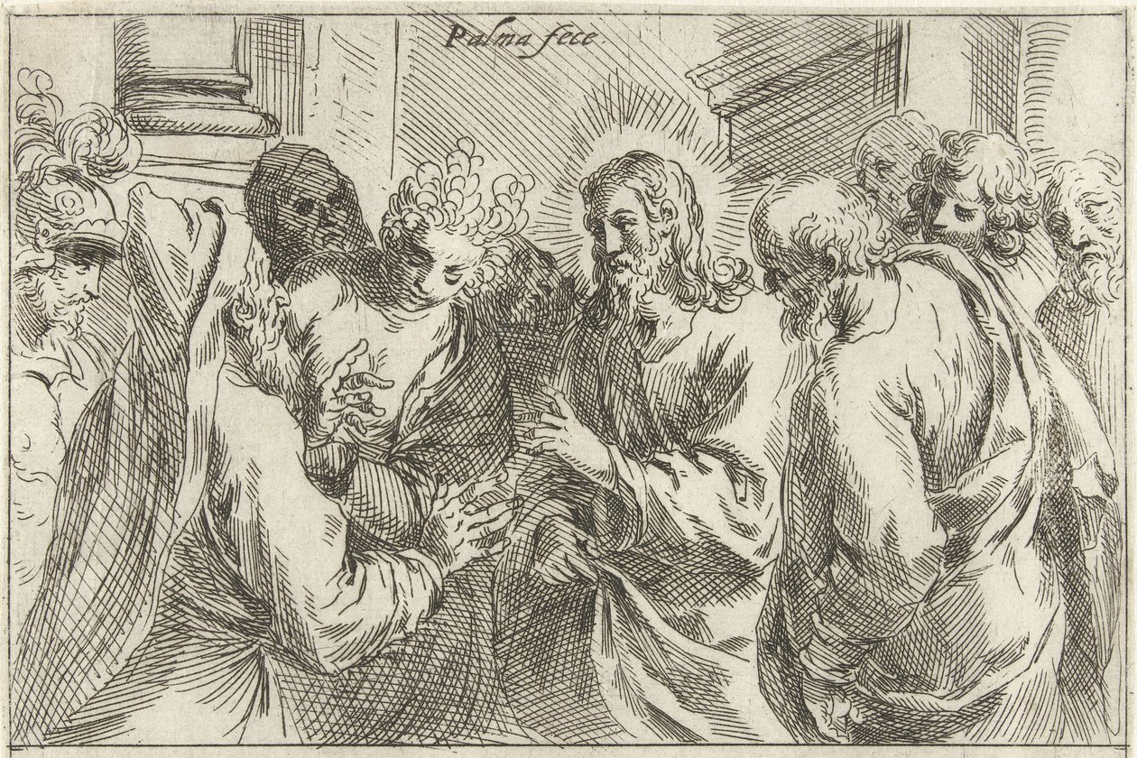 Christus en de overspelige vrouw door Jacopo Palma (il Giovane)