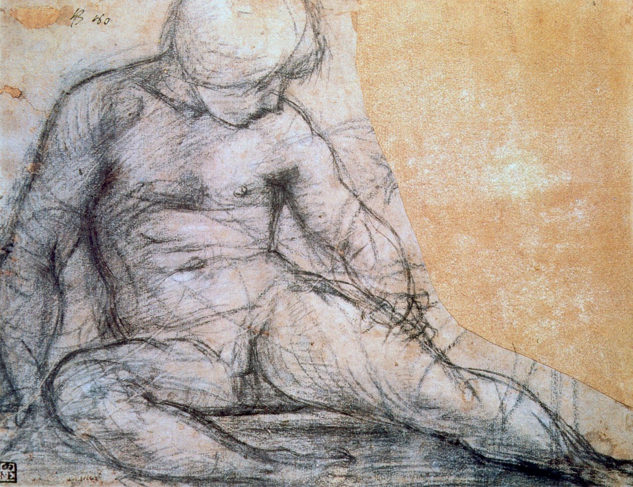 Zittende jongen, ca. 1514-1557 door Jacopo Pontormo