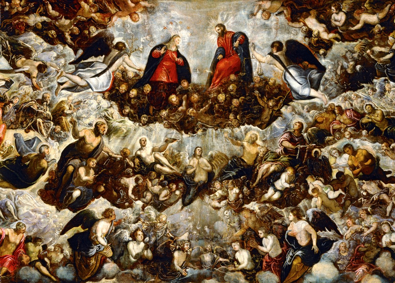 Paradijs ... (schilderij op doek) door Jacopo Robusti Tintoretto