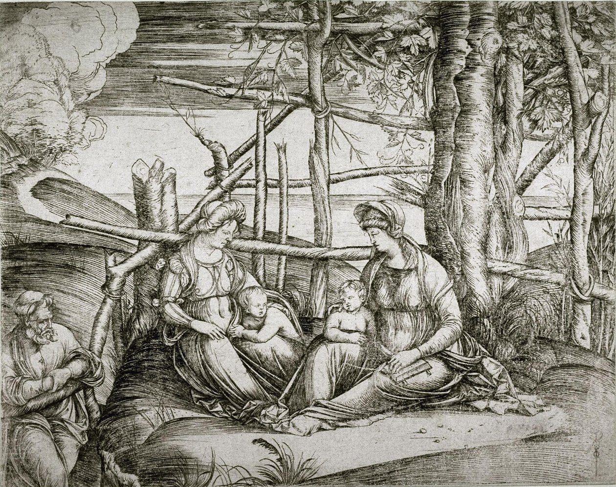 De Heilige Familie met Sint Elizabeth door Jacopo de