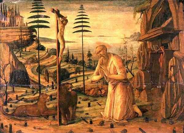 St. Hiëronymus in gebed door Jacopo del Sellaio