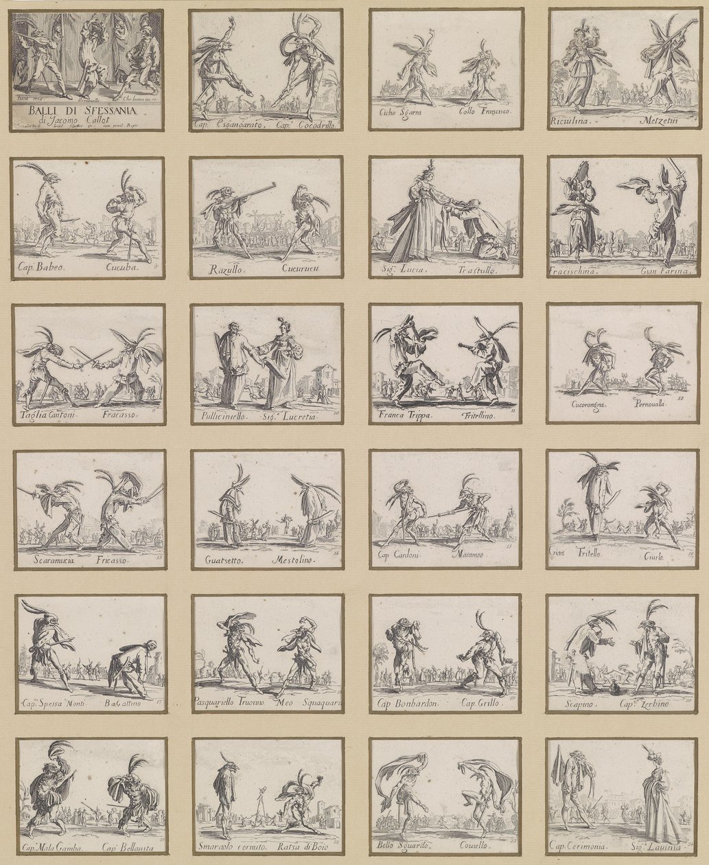 Balli di Sfessania (Napolitaanse dansen) door Jacques Callot