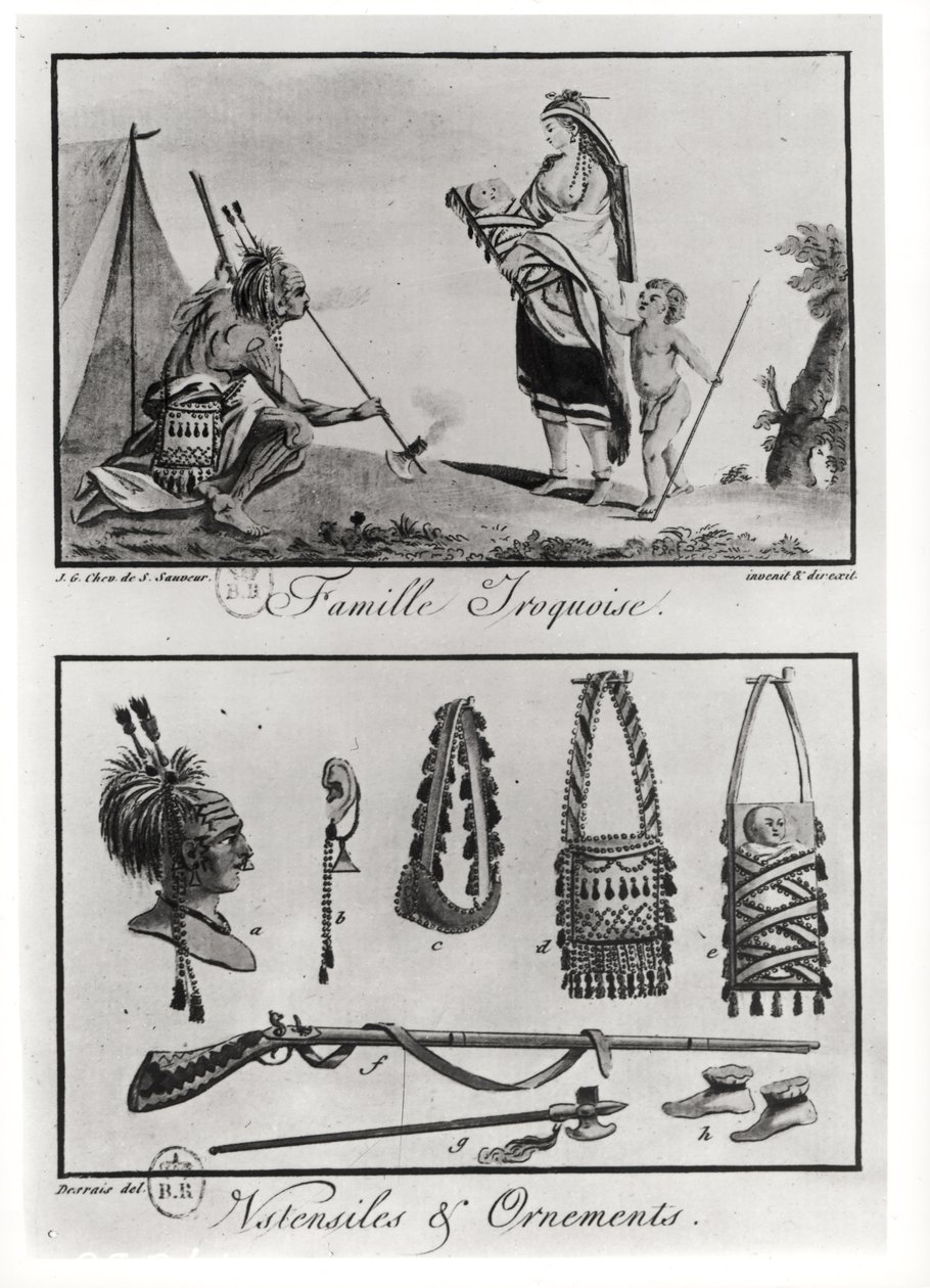 Iroquois familie, wapens en ornamenten, uit 