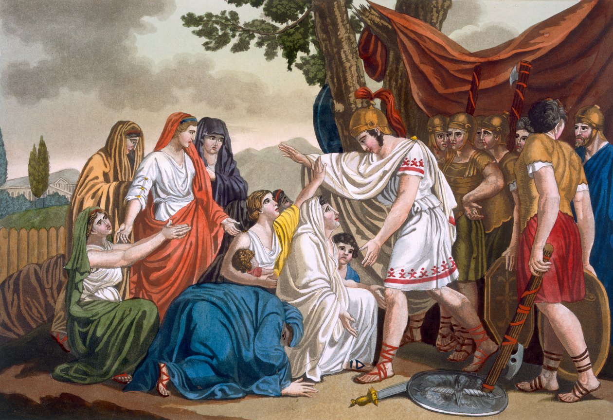 Coriolanus en zijn moeder Volumnia, illustratie uit 