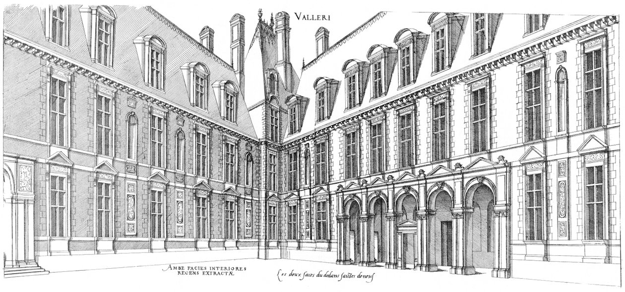 Gravure uit Le premier volume des plus excellents Bastiments de France door Jacques I Androuet du Cerceau