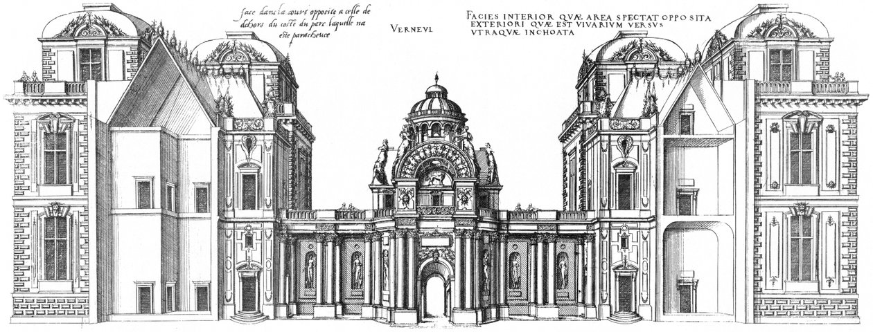 Gravure uit Le premier volume des plus excellents Bastiments de France door Jacques I Androuet du Cerceau