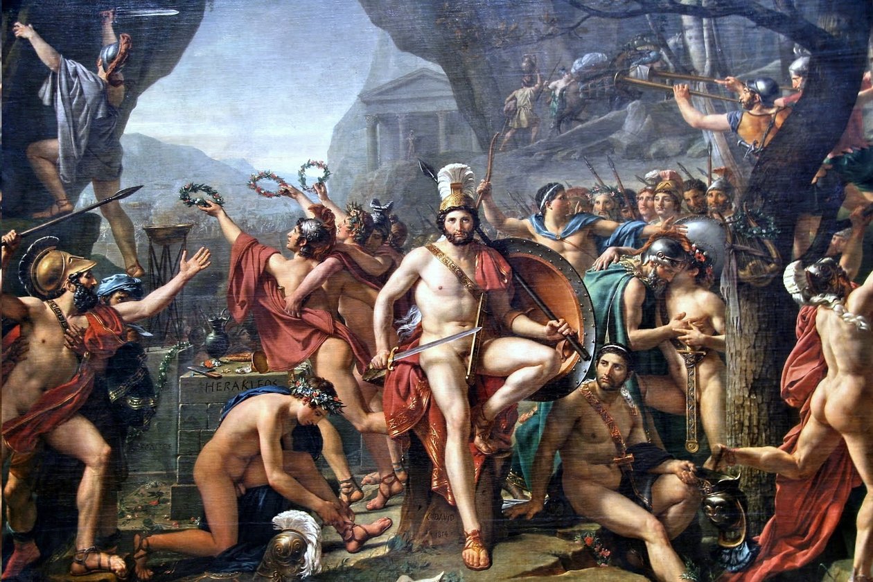 Leonidas bij Thermopylae door Jacques Louis David