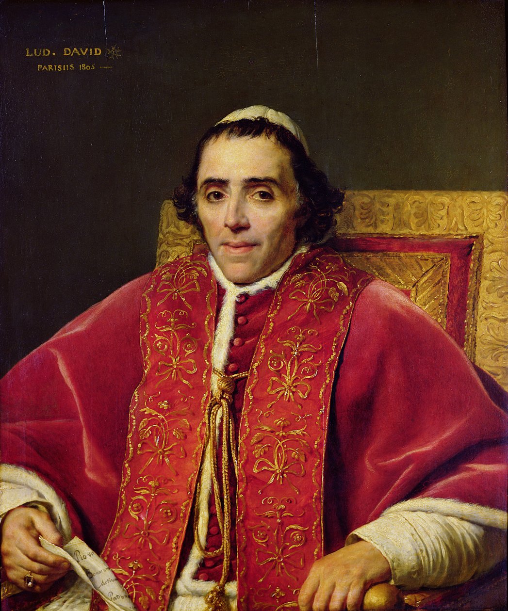 Portret van paus Pius VII (1742-1823), 1805 door Jacques Louis David