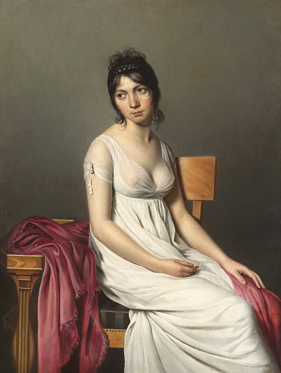 Portret van een jonge vrouw in het wit, c. 1798 door Jacques Louis David