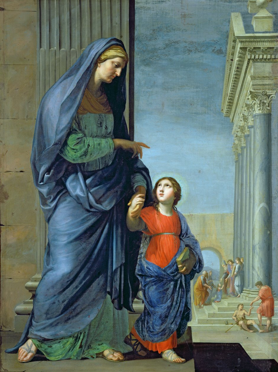 St. Anna leidt de Maagd naar de Tempel, ca.1635-45 door Jacques Stella