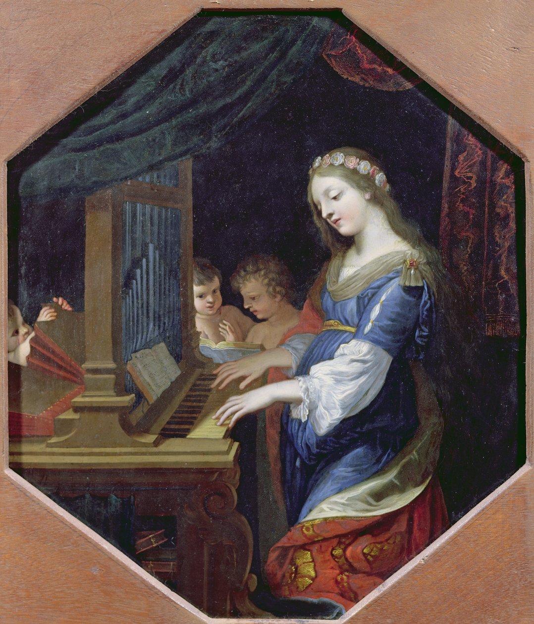 St. Cecilia speelt het orgel door Jacques Stella