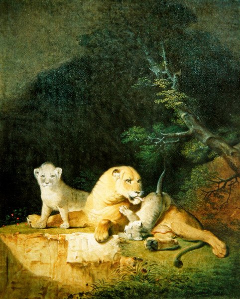 Leeuwin en welpen door Jacques Laurent Agasse