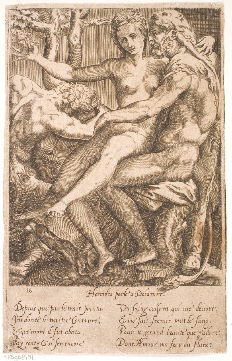 Hercules en Deianira door Jacques Androuet Ducerceau d.Æ.