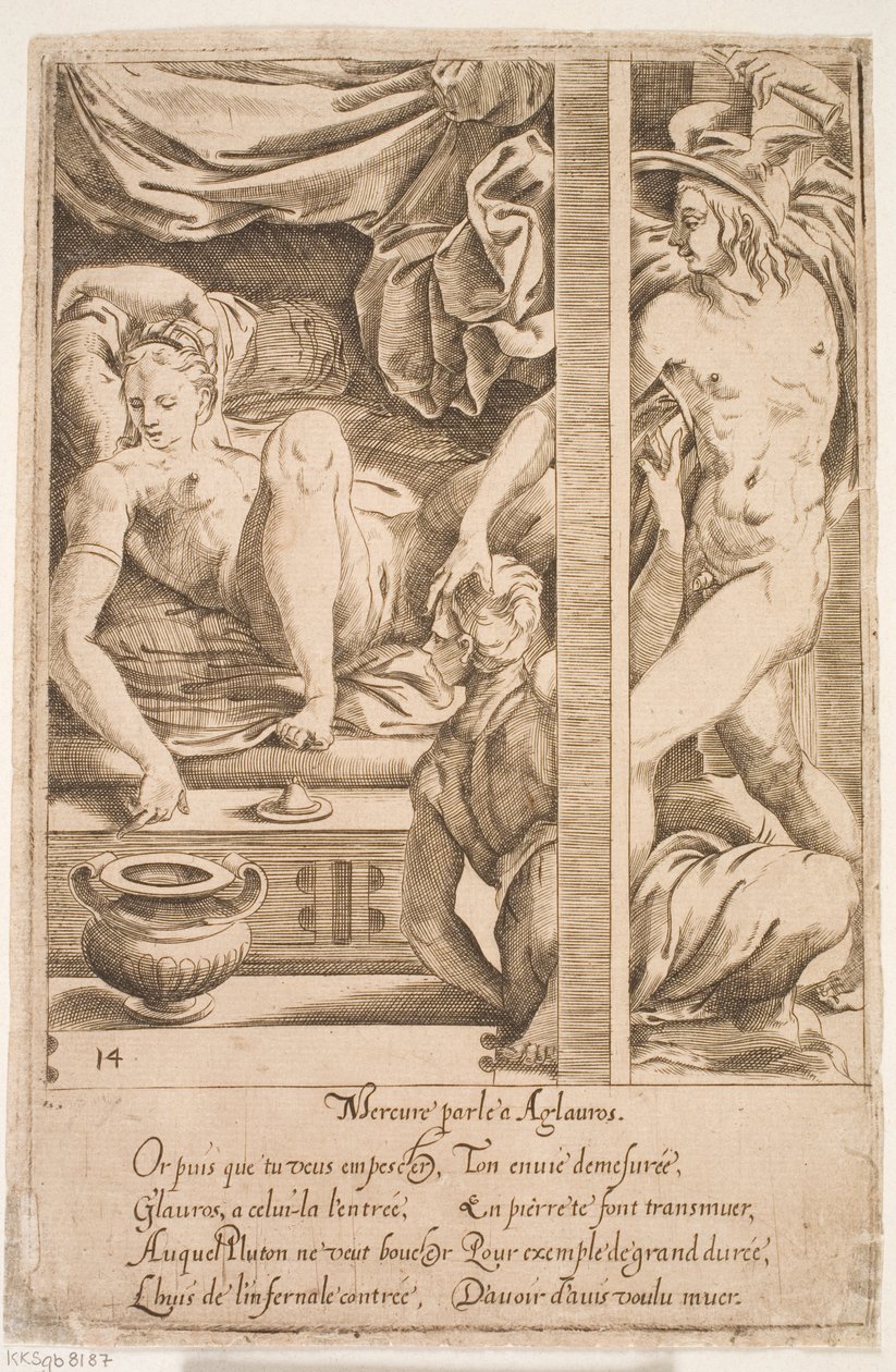 Mercurius bezoekt Herse door Jacques Androuet Ducerceau d.Æ.