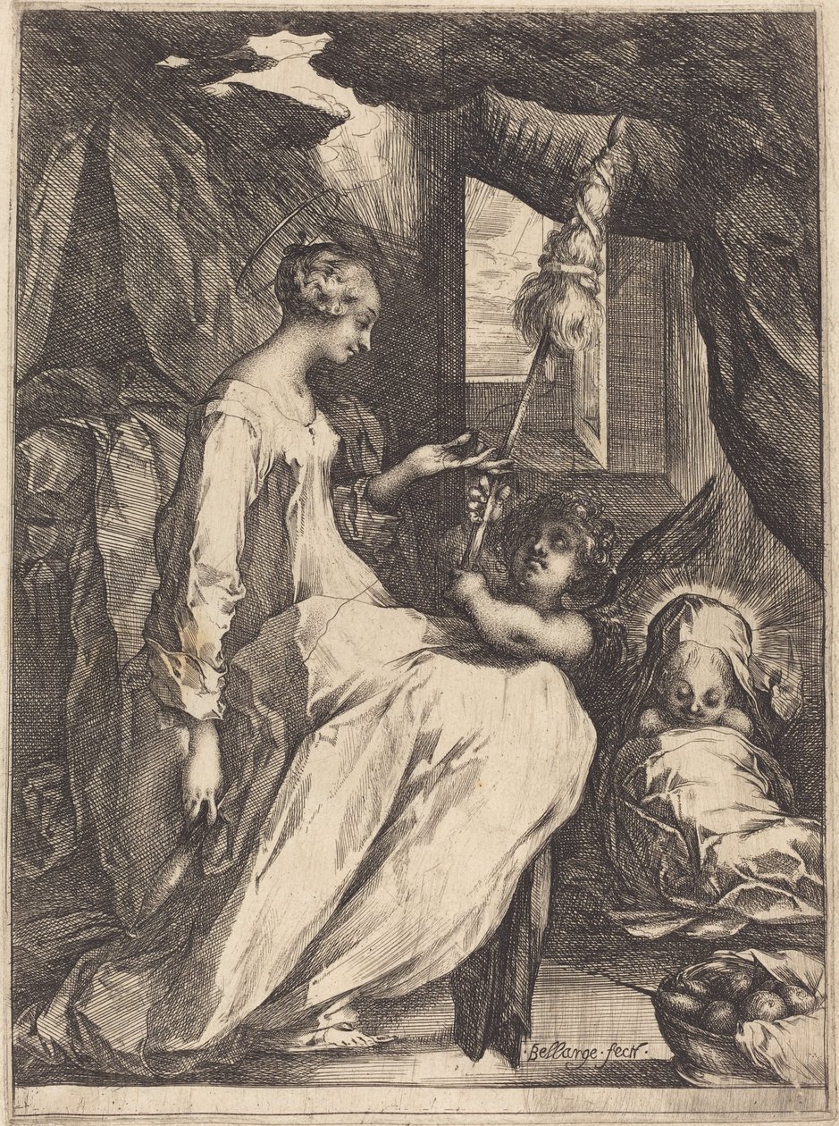 De Madonna die spint, 1615 door Jacques Bellange