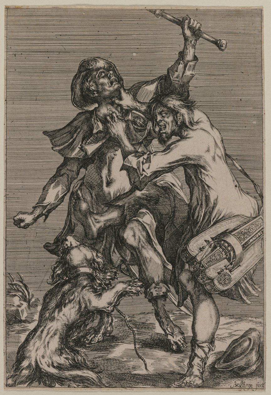 Twee Bedelaars die Vechten door Jacques Bellange