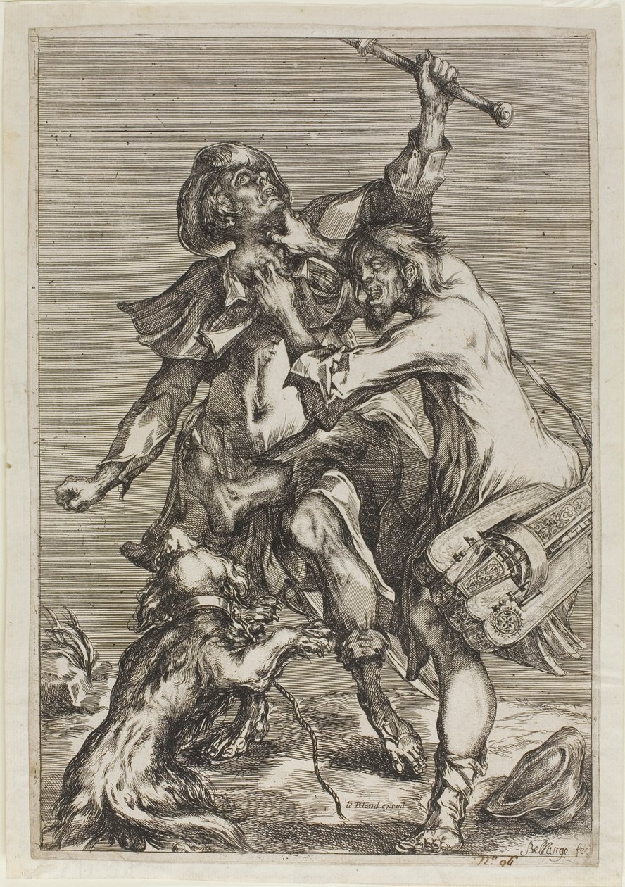 Twee bedelaars vechten door Jacques Bellange
