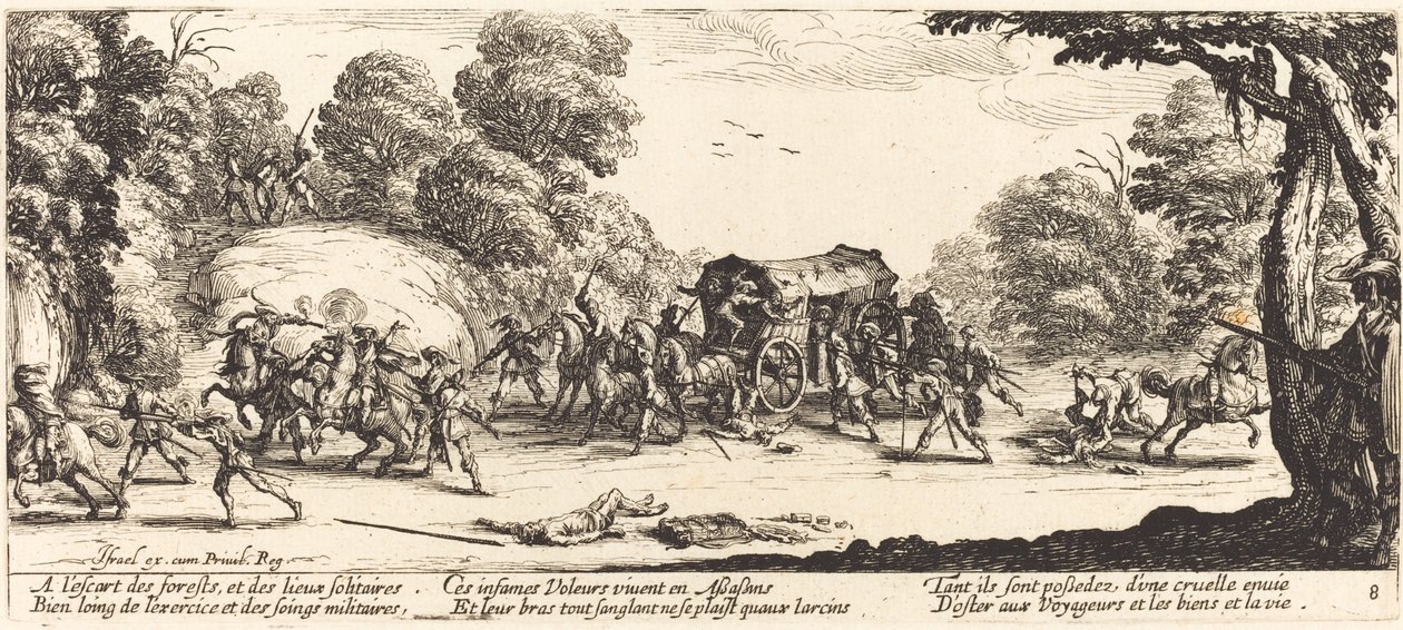 Aanval op een koets door Jacques Callot