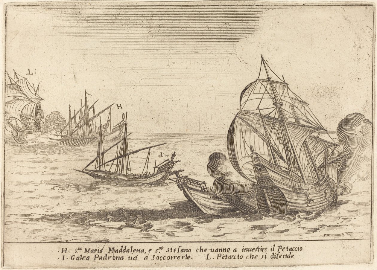 Het enteren van de Petaccio door Jacques Callot
