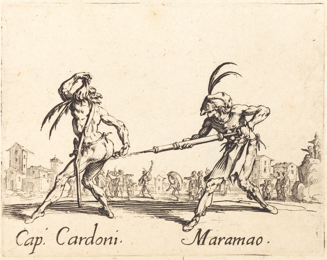 Kapitein Cardoni en Maramao, c. 1622 door Jacques Callot