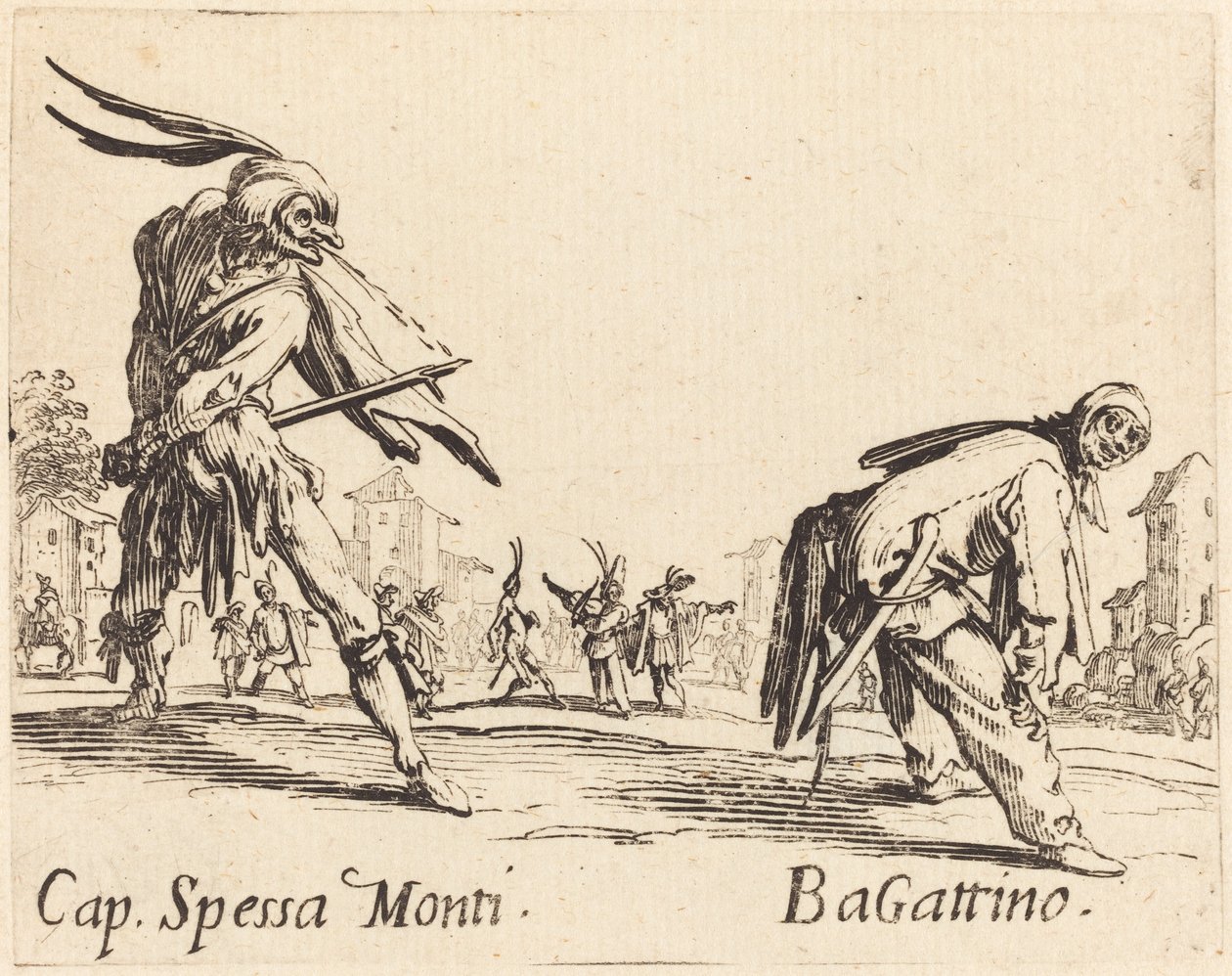 Kapitein Spessa Monti en Bagattino door Jacques Callot