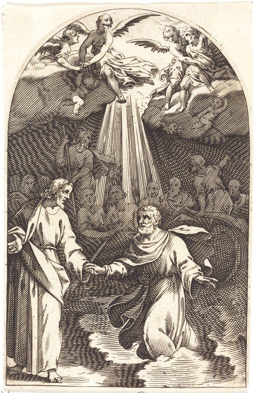 Christus Wandelt op het Water [eerste plaat] door Jacques Callot