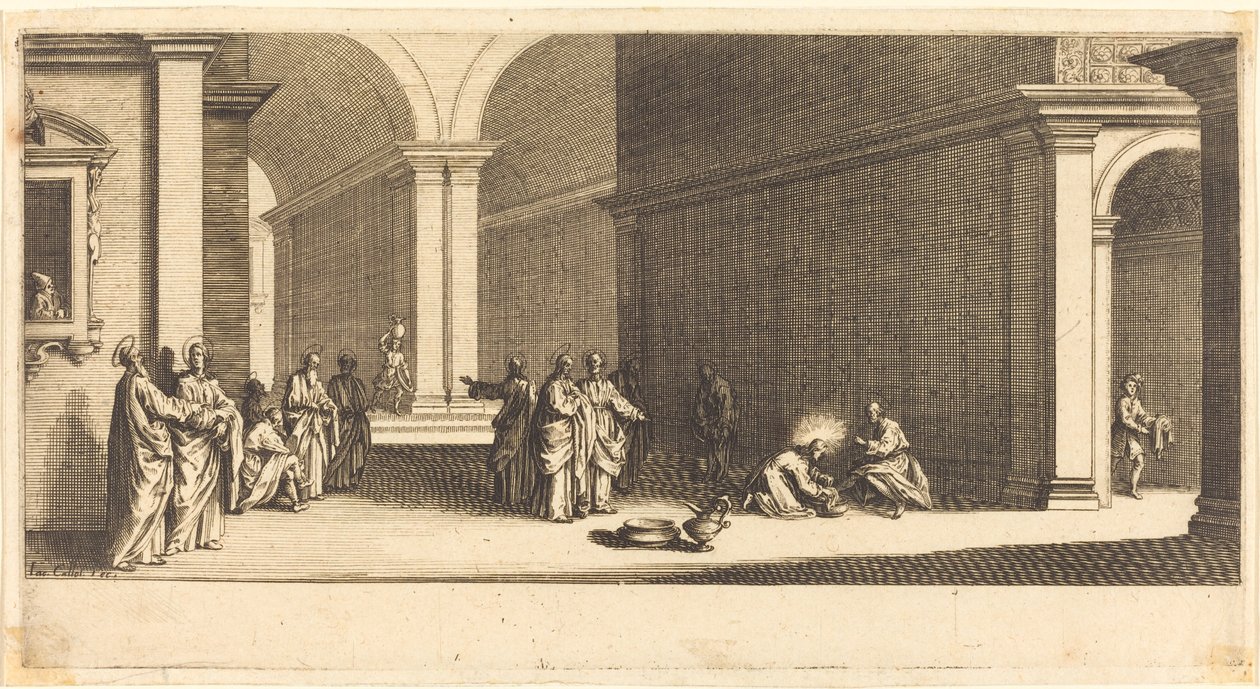 Christus wast de voeten van de apostelen door Jacques Callot