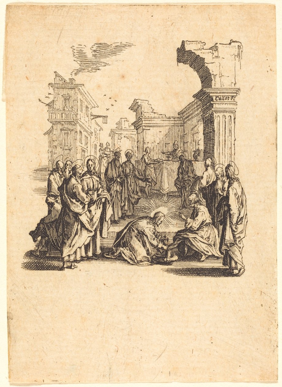 Christus wast de voeten van de apostelen door Jacques Callot