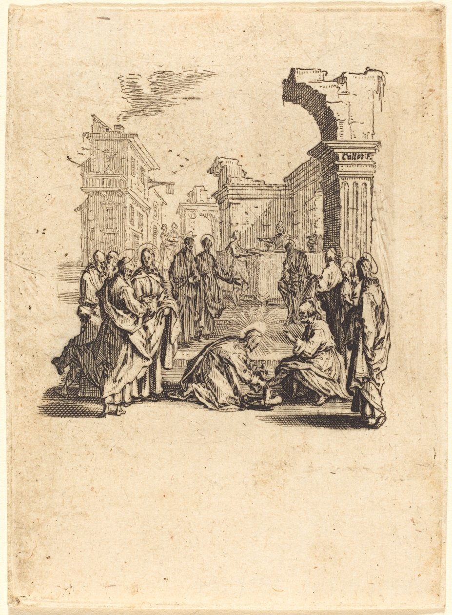 Christus wast de voeten van de apostelen door Jacques Callot