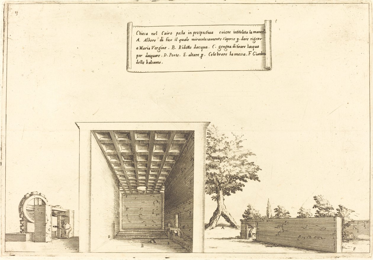 Kerk in Caïro door Jacques Callot