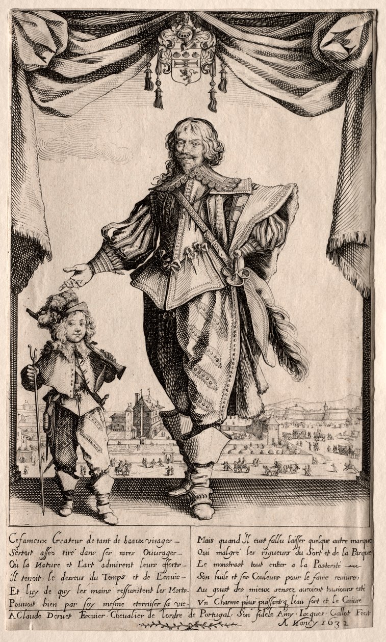 Claude Deruet en zijn zoon, 1632 door Jacques Callot