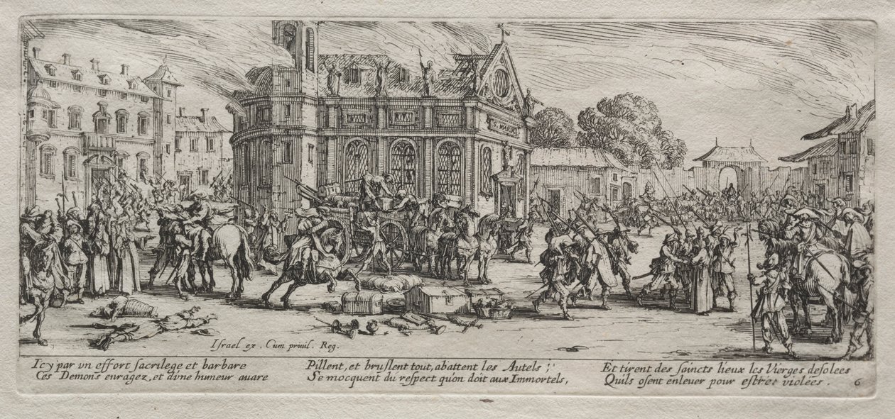 Verwoesting van een klooster door Jacques Callot