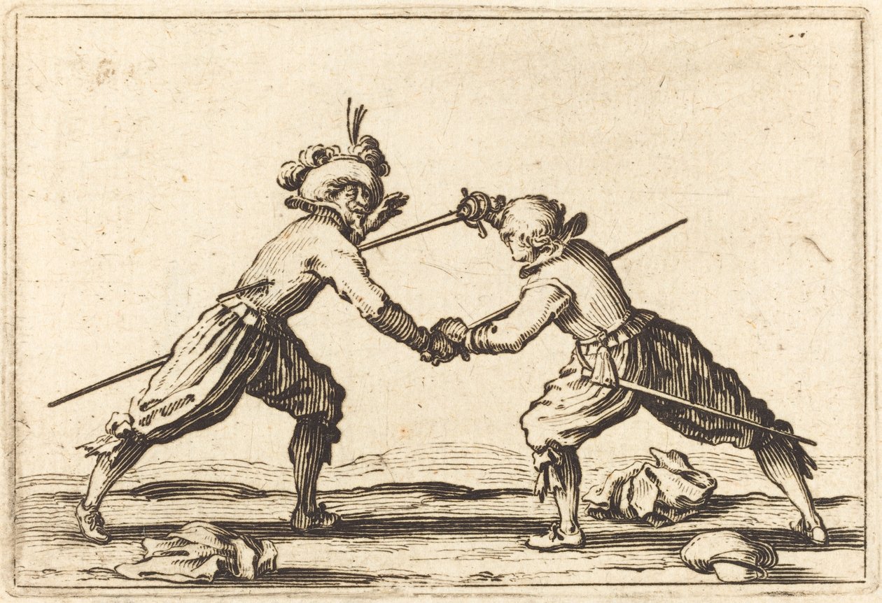 Duel met zwaarden door Jacques Callot