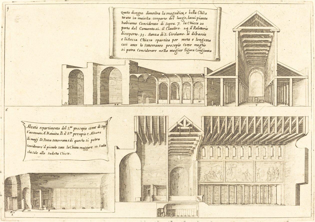 Verheffing van kerken inclusief de Heilige Kribbe door Jacques Callot