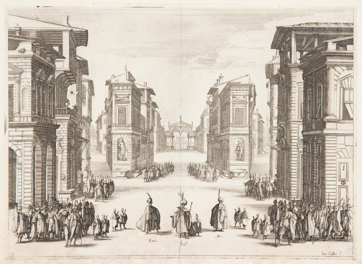 Eerste Acte van Soliman door Jacques Callot