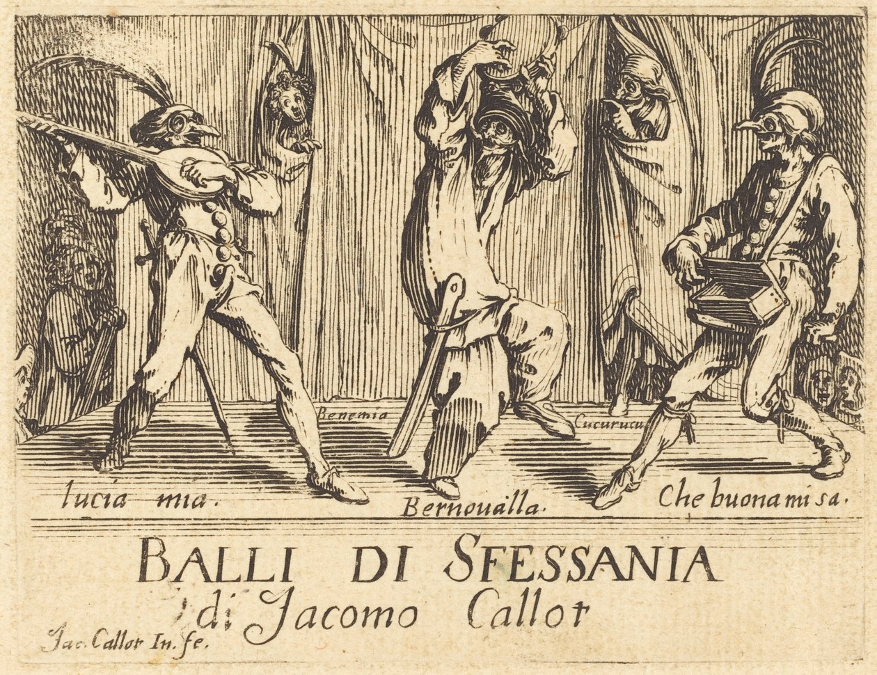 Frontispice voor "Balli di Sfessania" door Jacques Callot