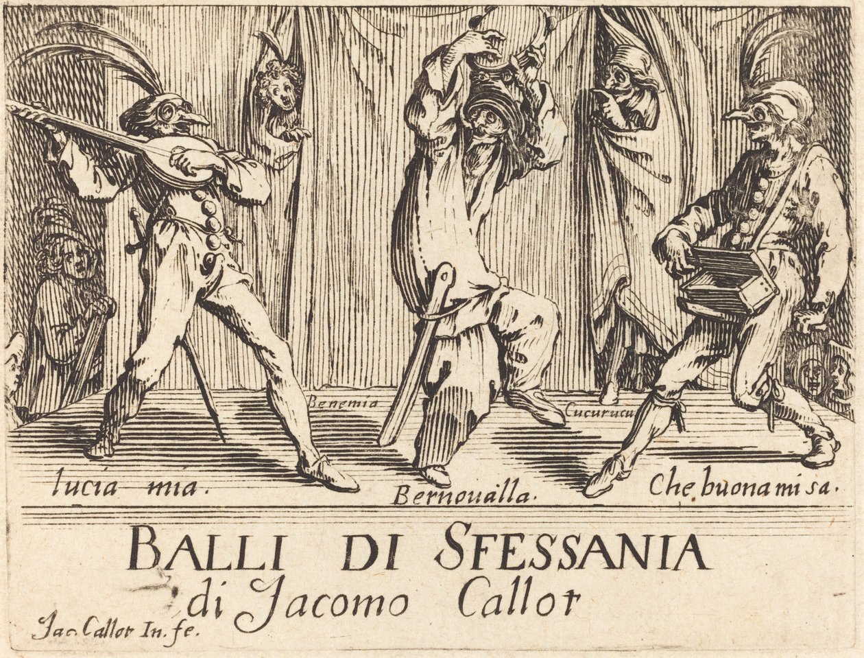 Frontispice voor "Balli di Sfessania" door Jacques Callot